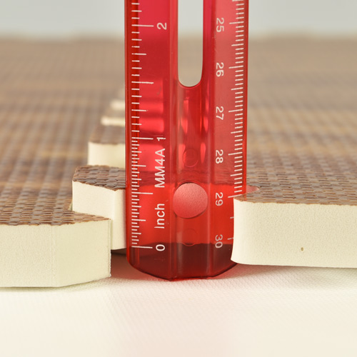Foam tiles wood grain thickness ruler